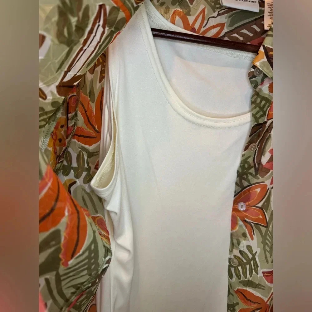 Alfred Dunner Women's Size 10 Blouse Tank Top Floral Fall Colors ¾ Sleeve - Picture 3 of 9